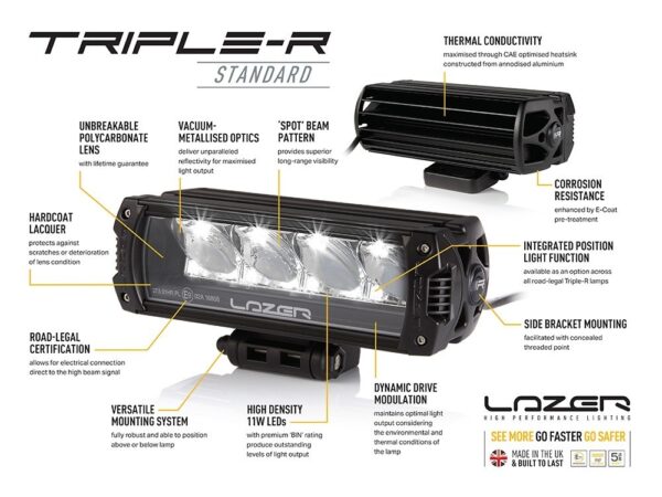 Lazer Lamps Triple R 750 Standard Kühlergrill LED Fernscheinwerfersatz-X-Klasse 2017-