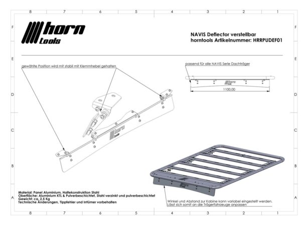 Dachträger NAVIS Deflektor PickUp Alu schwarz horntools Zubehör Windabweiser