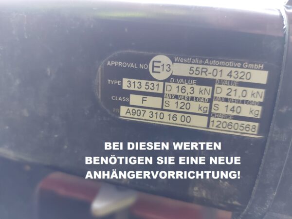 Auflastung Anhängervorrichtung auf 3,5t Mercedes Sprinter W906 W907