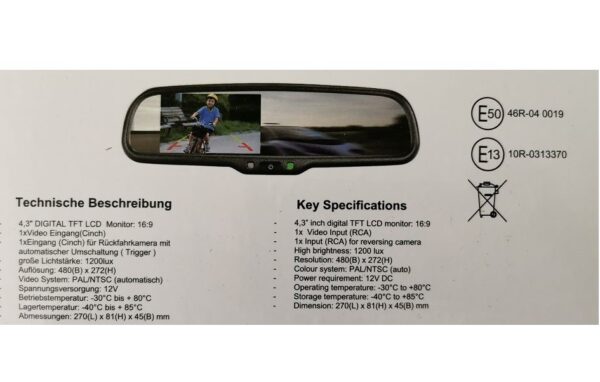 Rückfahrkamera SET Ford Ranger XL/XLT/Limited