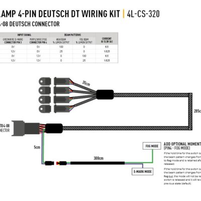 Lazer Kabelsatz für 4 Scheinwerfer mit DT04-08 Stecker – Carbon-6 Drive/Spot