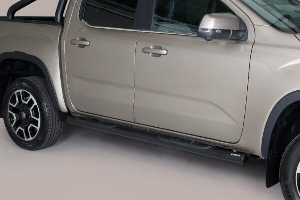 Misutonida GP521PL Edelstahl schwarz matt Trittbretter für Volkswagen Amarok ab 2023 – runde Schwellerrohre